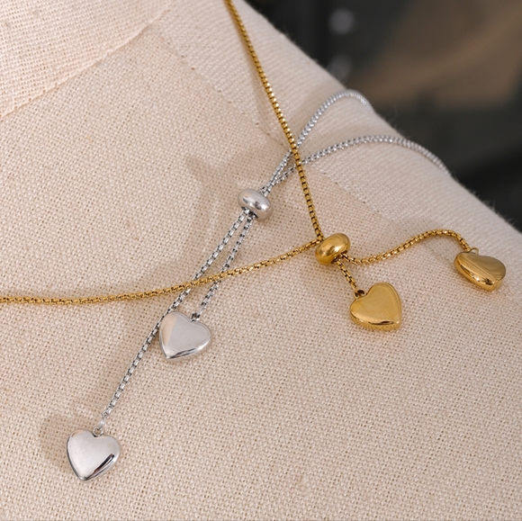 Heart Long Pendant Pull-Out Necklace - Picture 6 of 9